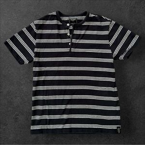Todd Snyder Navy and White Striped Short Sleeve Tee